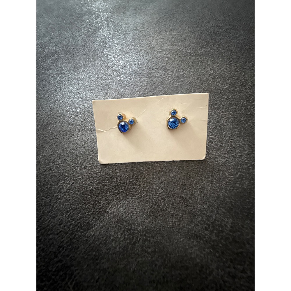 Mickey Mouse Earrings Blue Rhinestone Stud Disney Jewelry Gift